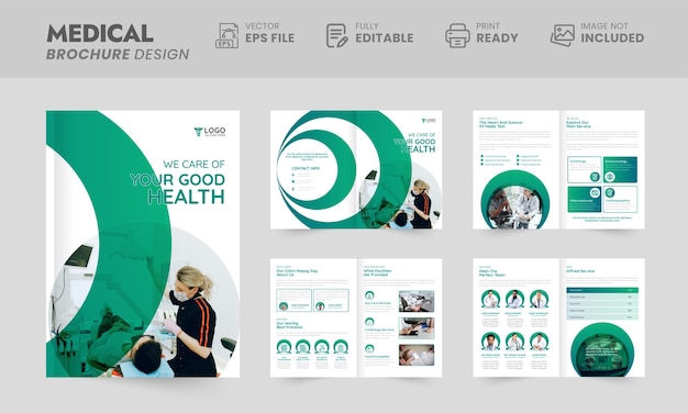 Design de brochura de assistência médica médica 08 páginas