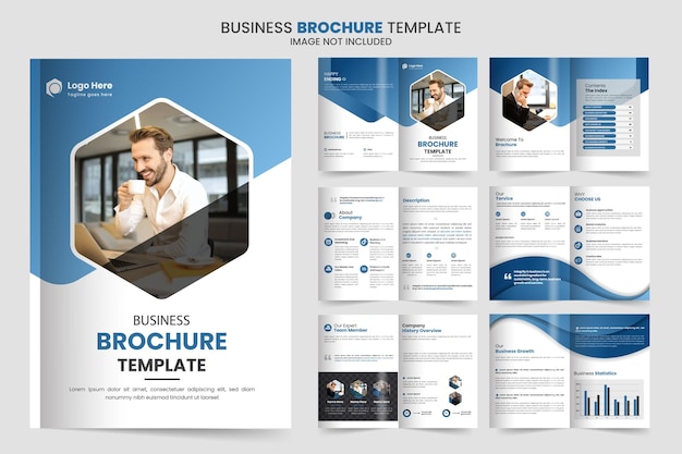 Design de brochura de perfil da empresa relatório anual mínimo de design de modelo de brochura de negócios de várias páginas