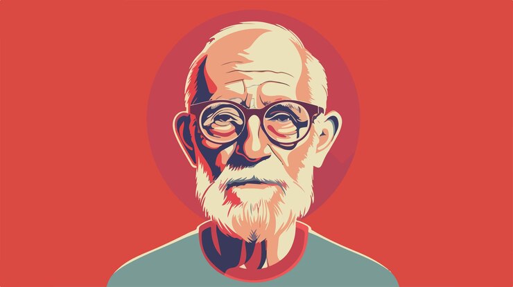 Vetor design de cabeça de homem idoso conceito social de pessoa masculina idosa