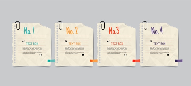 Design de caixa de texto com papéis de nota