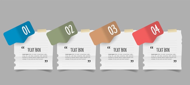 Design de caixa de texto com papéis de nota