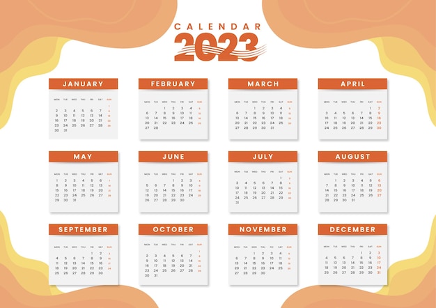 Design de calendário de ano novo de 2023 estilo moderno