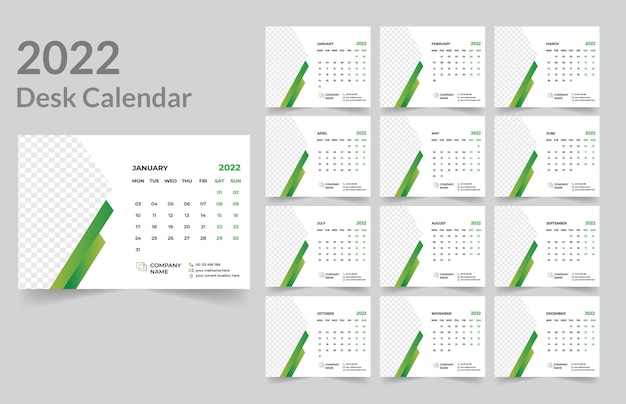 Design de calendário de mesa 2022