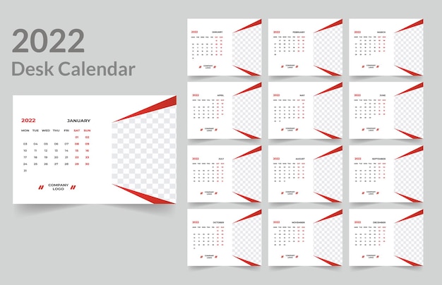 Design de calendário de mesa 2022