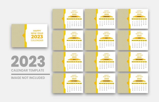 Design de calendário de mesa de ano novo de estilo moderno 2023