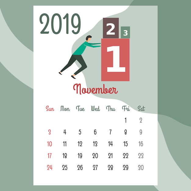 Design de calendário para 2019. design de calendário bonito para 2019