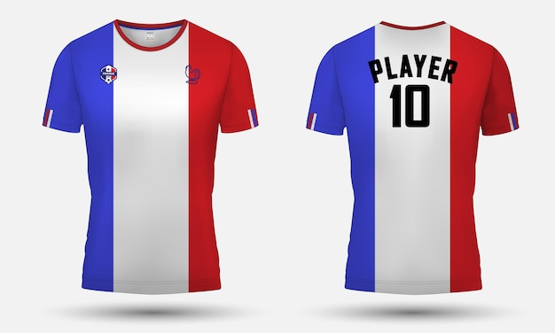 Vetor design de camisa da frança. design de camisa para o time de futebol da frança. design e maquete de jersey