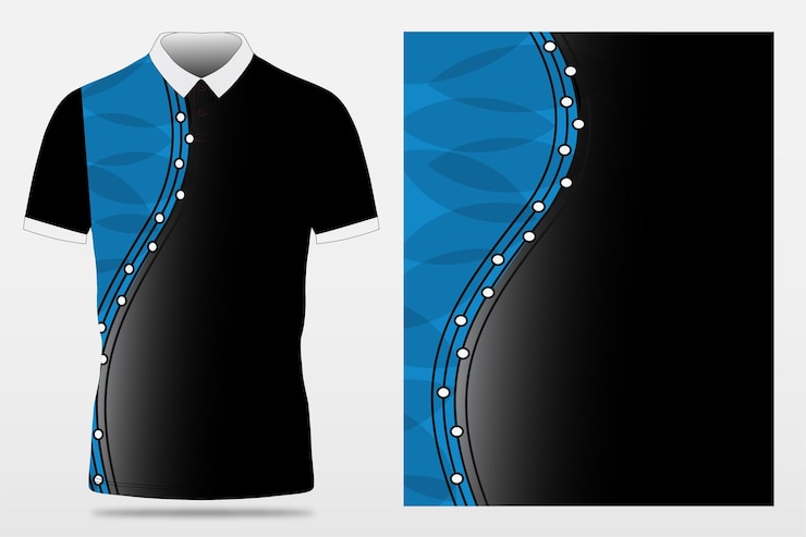 Vetor design de camisa de críquete padrão preto e azul