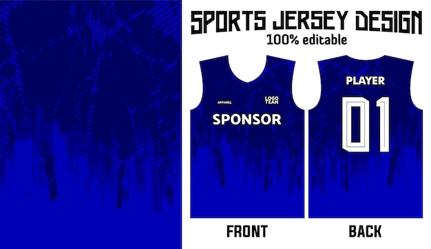 Design de camisa de fundo azul abstrato para uniforme esportivo