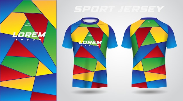 Design de camisa esportiva de camisa azul vermelha