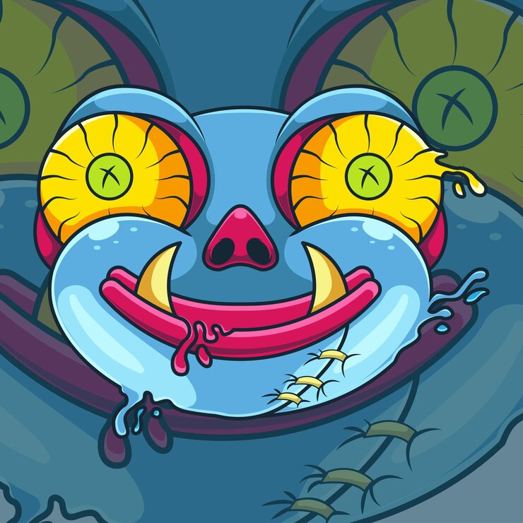 Vetor design de camisa rosto de monstro mascote adesivo de desenho animado ilustração vetorial