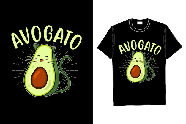 Design de camiseta avogato vetor de gato de abacate