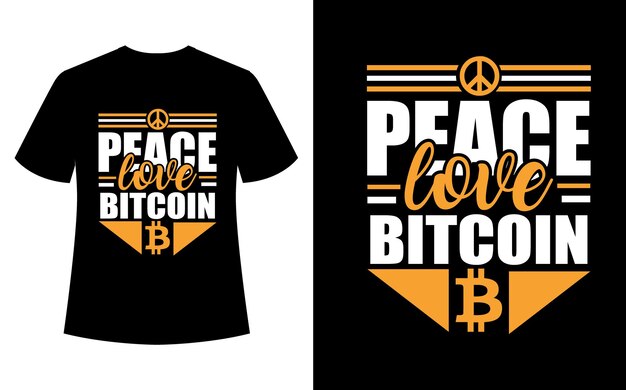 Design de camiseta bitcoin amor paz