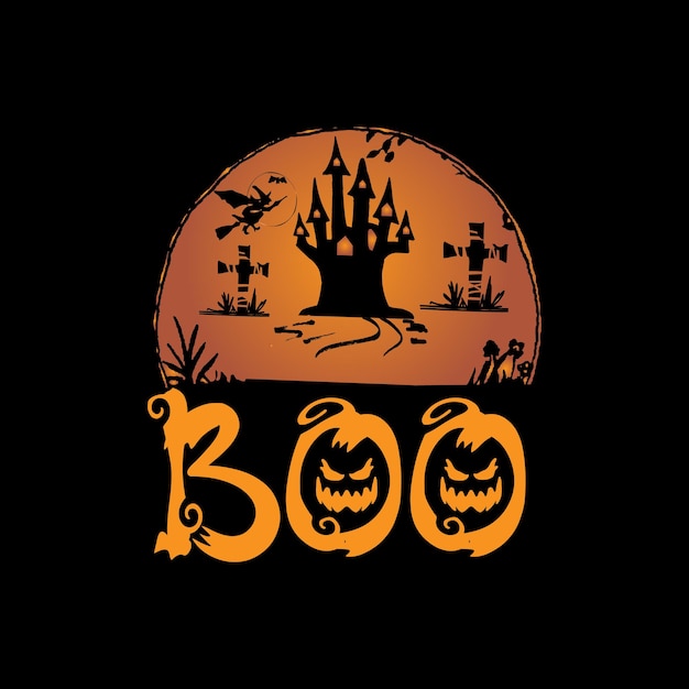 Vetor design de camiseta boo trendy halloween pronto para impressão