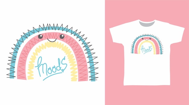 Design de camiseta com arco-íris fofo