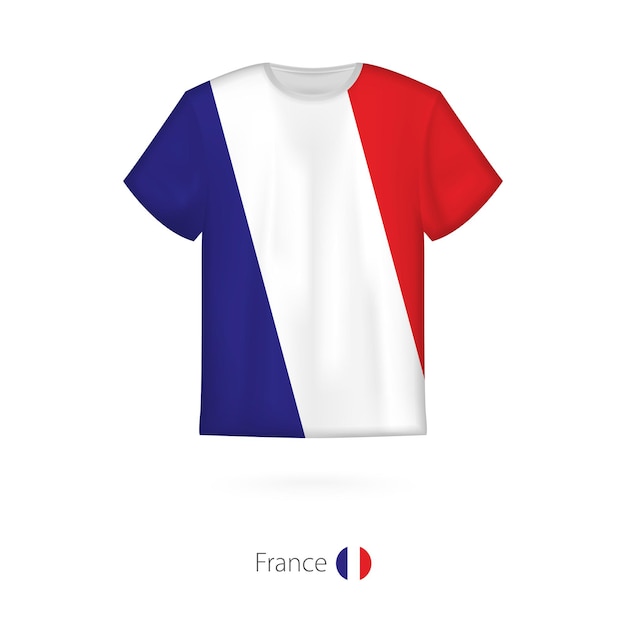 Design de camiseta com bandeira da França. Modelo de vetor de camiseta.