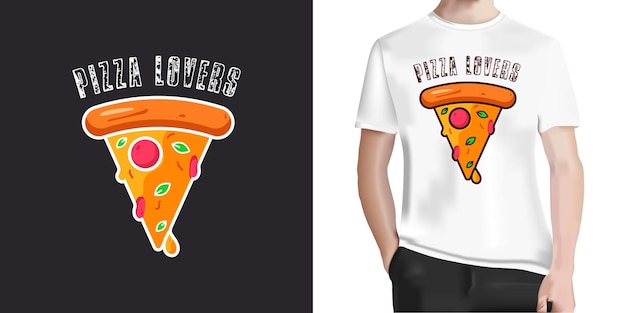 Vetor design de camiseta com conceito de amantes de pizza