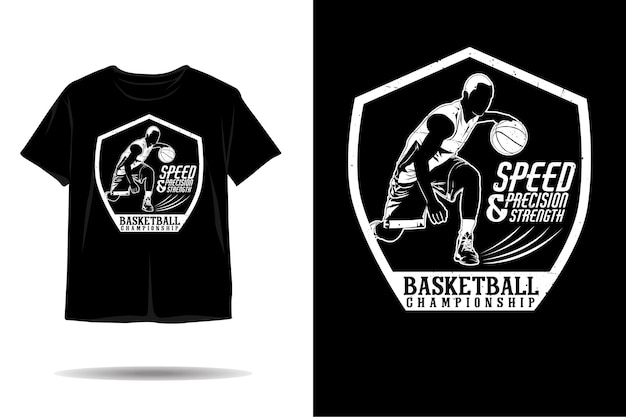 Design de camiseta com silhueta de campeonato de basquete