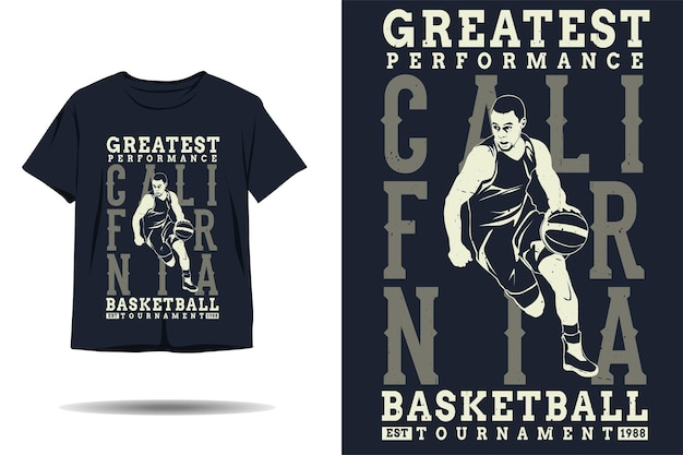 Design de camiseta com silhueta de torneio de basquete com melhor desempenho