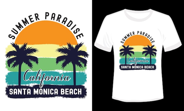 Design de camiseta com vetor de verão paraíso califórnia santa monica beach