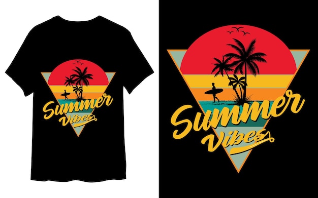 Vetor design de camiseta com vibes de verão