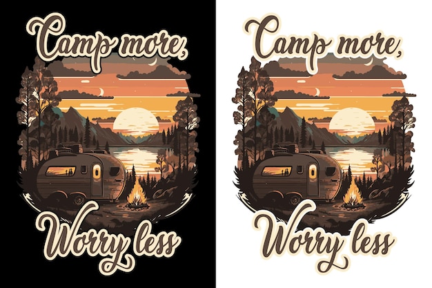 Vetor design de camiseta de acampamento impressão de camiseta de viagem design de impressão de sublimação de montanha de aventura ao ar livre