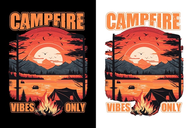 Vetor design de camiseta de acampamento impressão de camiseta de viagem design de impressão de sublimação de montanha de aventura ao ar livre