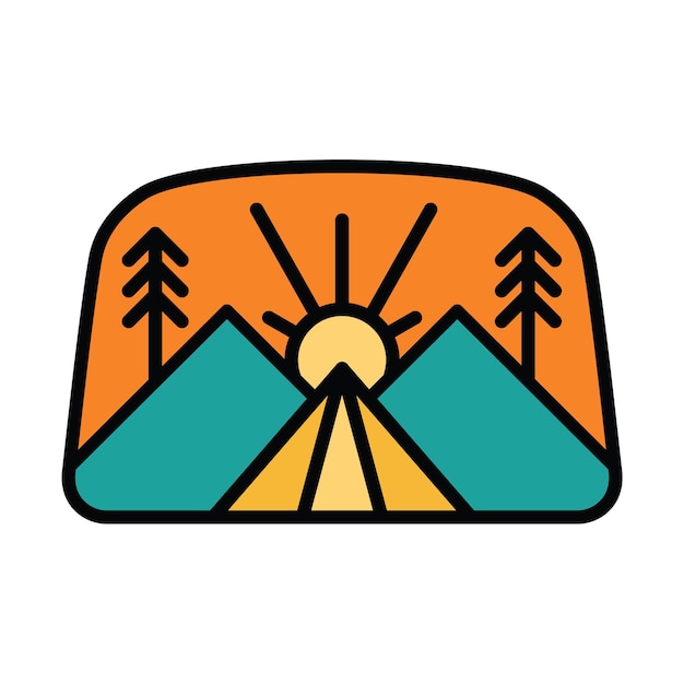 Design de camiseta de arte vetorial de ilustração gráfica de camping e montanhas