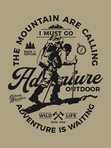 Design de camiseta de aventura de alpinismo ao ar livre