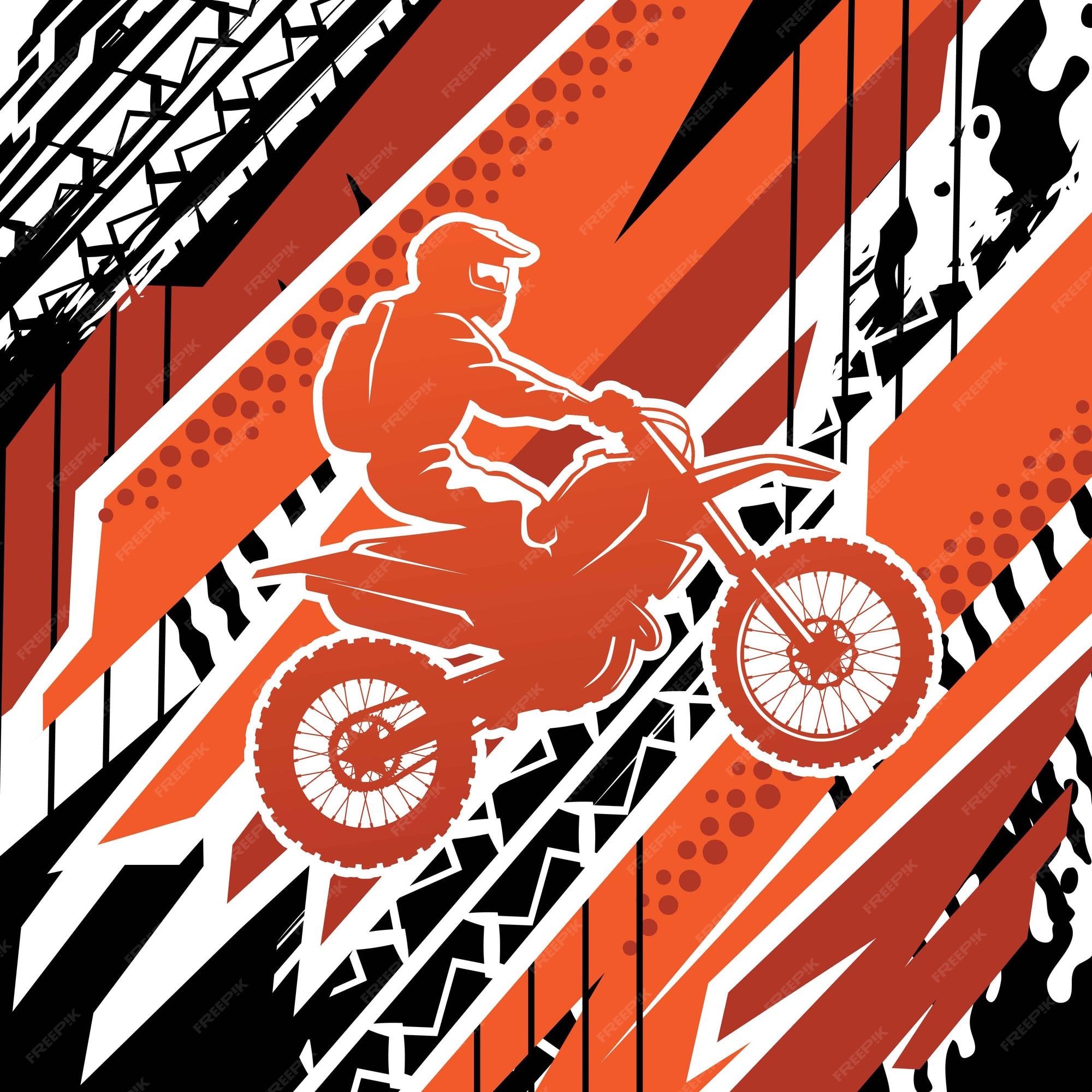 Vetor de ilustração de aventura de trilhas de motocross em fundo preto