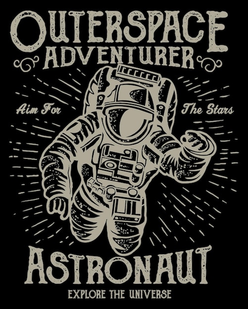Vetor design de camiseta de aventura no espaço sideral