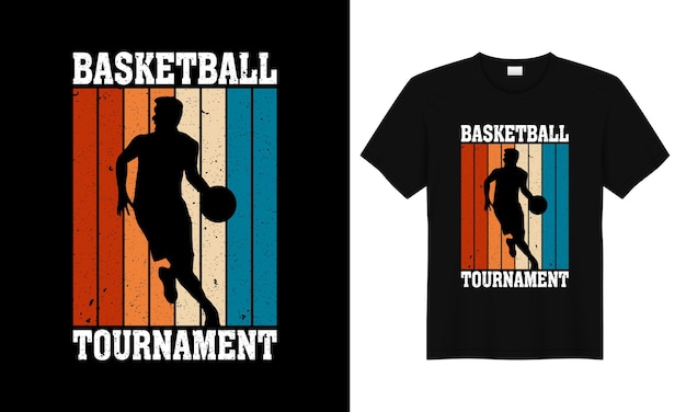 Design de camiseta de basquete vetorial com tipografia vintage