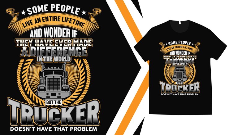 Vetor design de camiseta de caminhoneiro e design de camiseta de motorista de caminhão