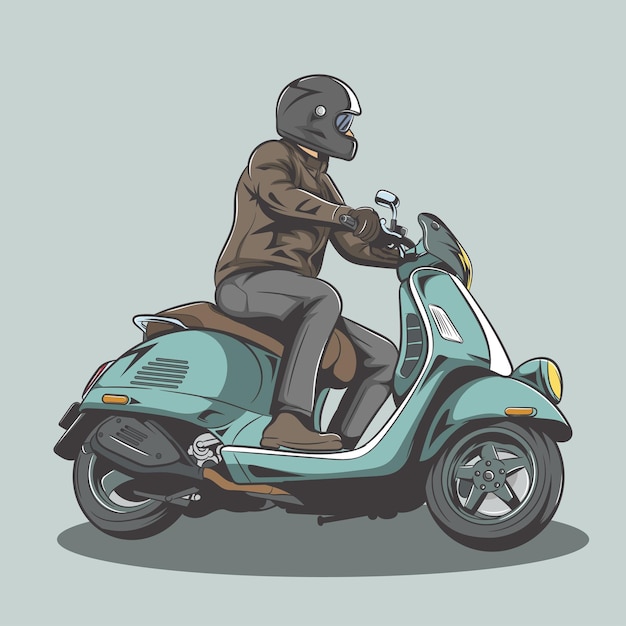 Vetor design de camiseta de capacete legal de motociclista de scooter