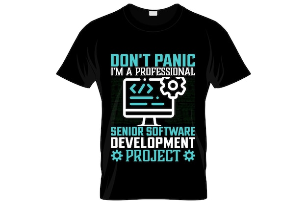 Vetor design de camiseta de desenvolvedor de software ou design de pôster sd ou design de camiseta de desenvolvedor de software, dizem as citações