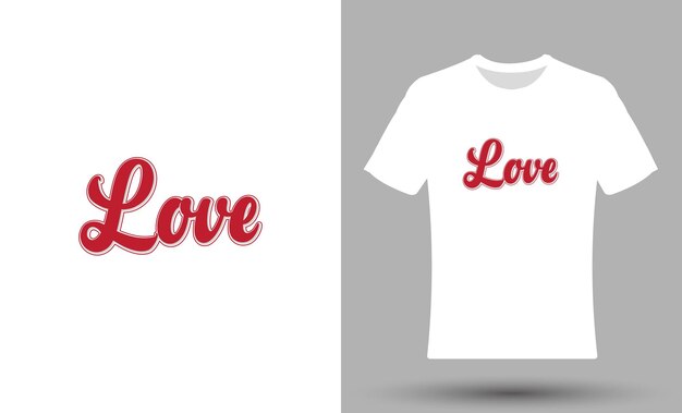 Design de camiseta de dia dos namorados com letras de amor