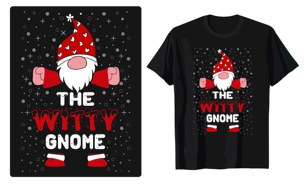Vetor design de camiseta de família combinando com fantasia de gnomo de natal