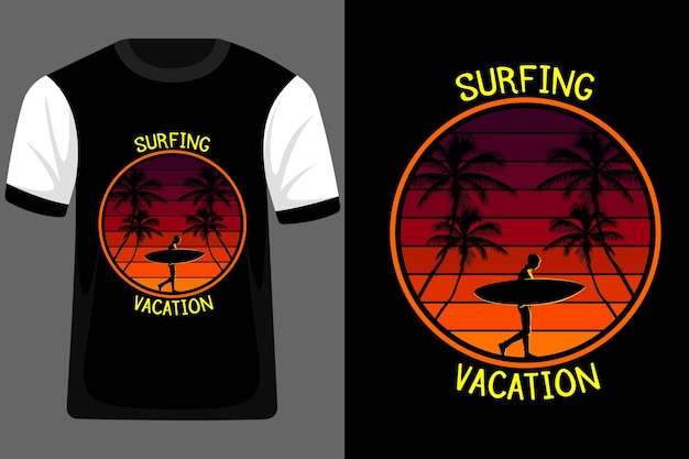 Design de camiseta de férias de surf