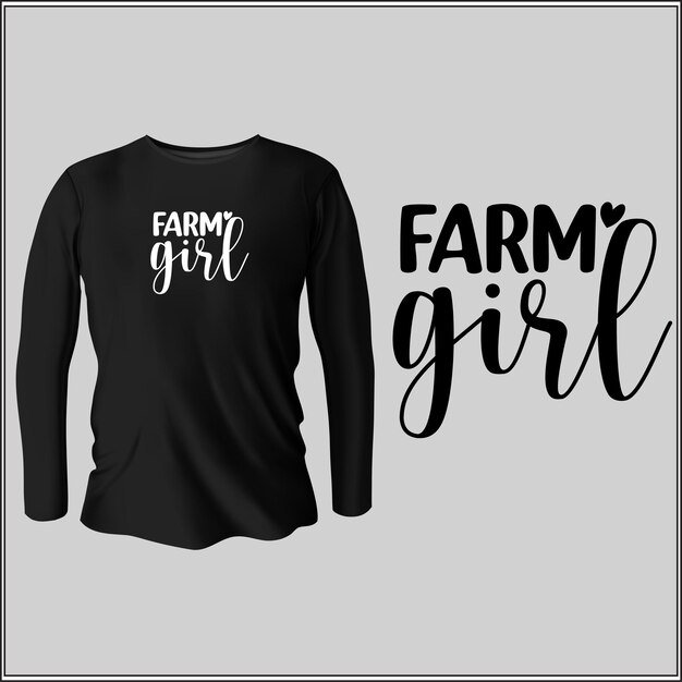 Design de camiseta de garota de fazenda com vetor