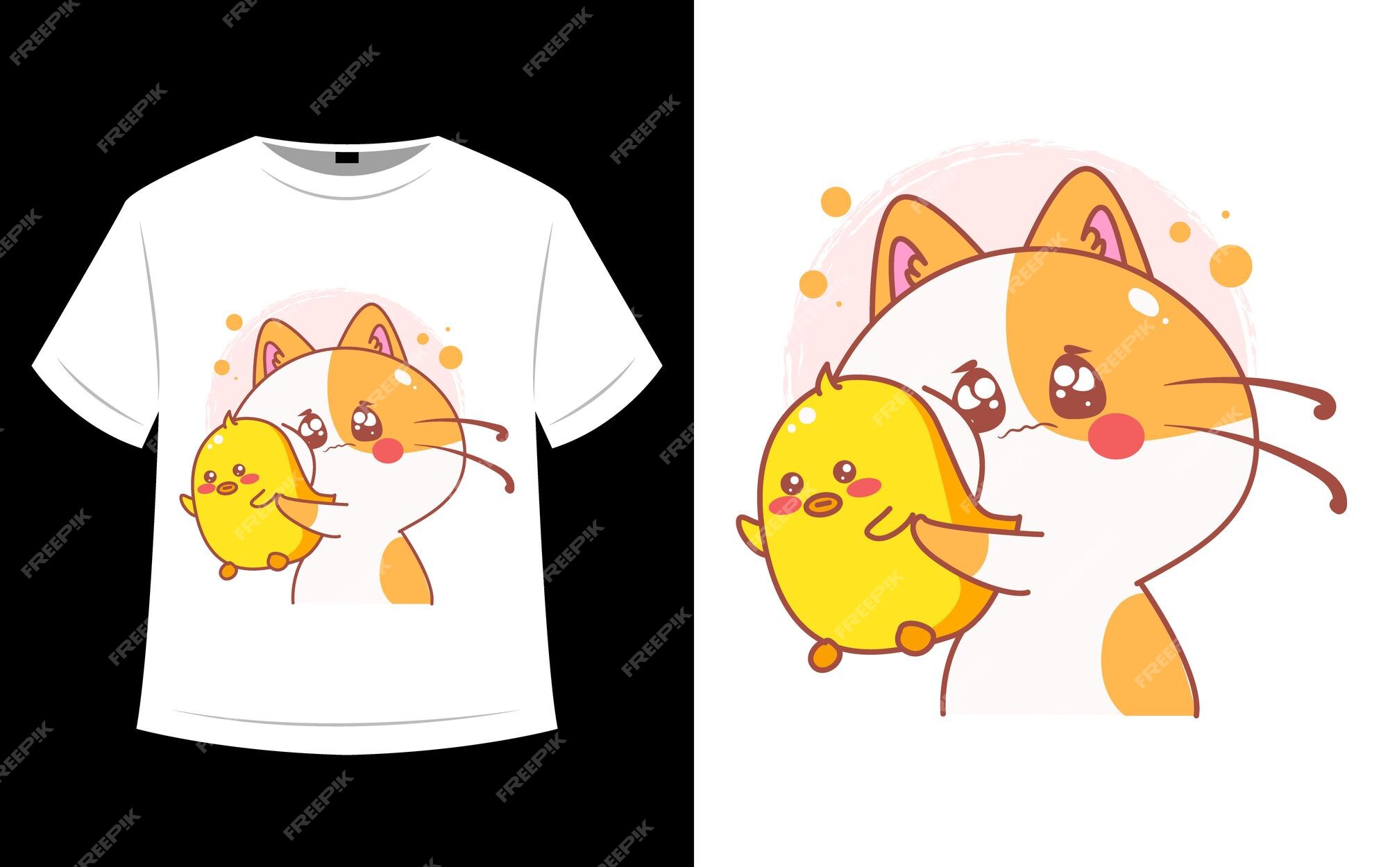 Camiseta gráfico bonito desenho animado gato vegeta ilustração design vetor