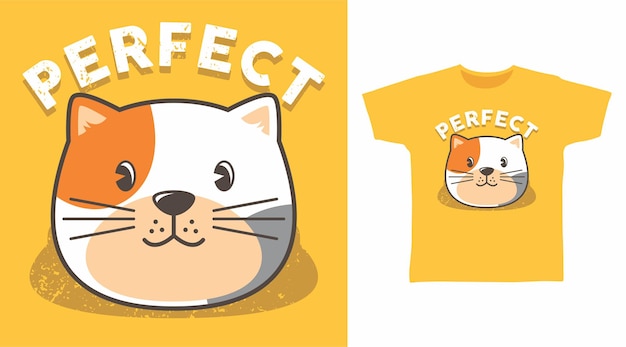 Design de camiseta de gato fofo e perfeito