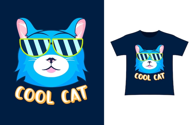 Vetor design de camiseta de gato fofo