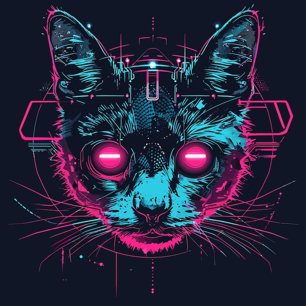 Vetor design de camiseta de gato trippy