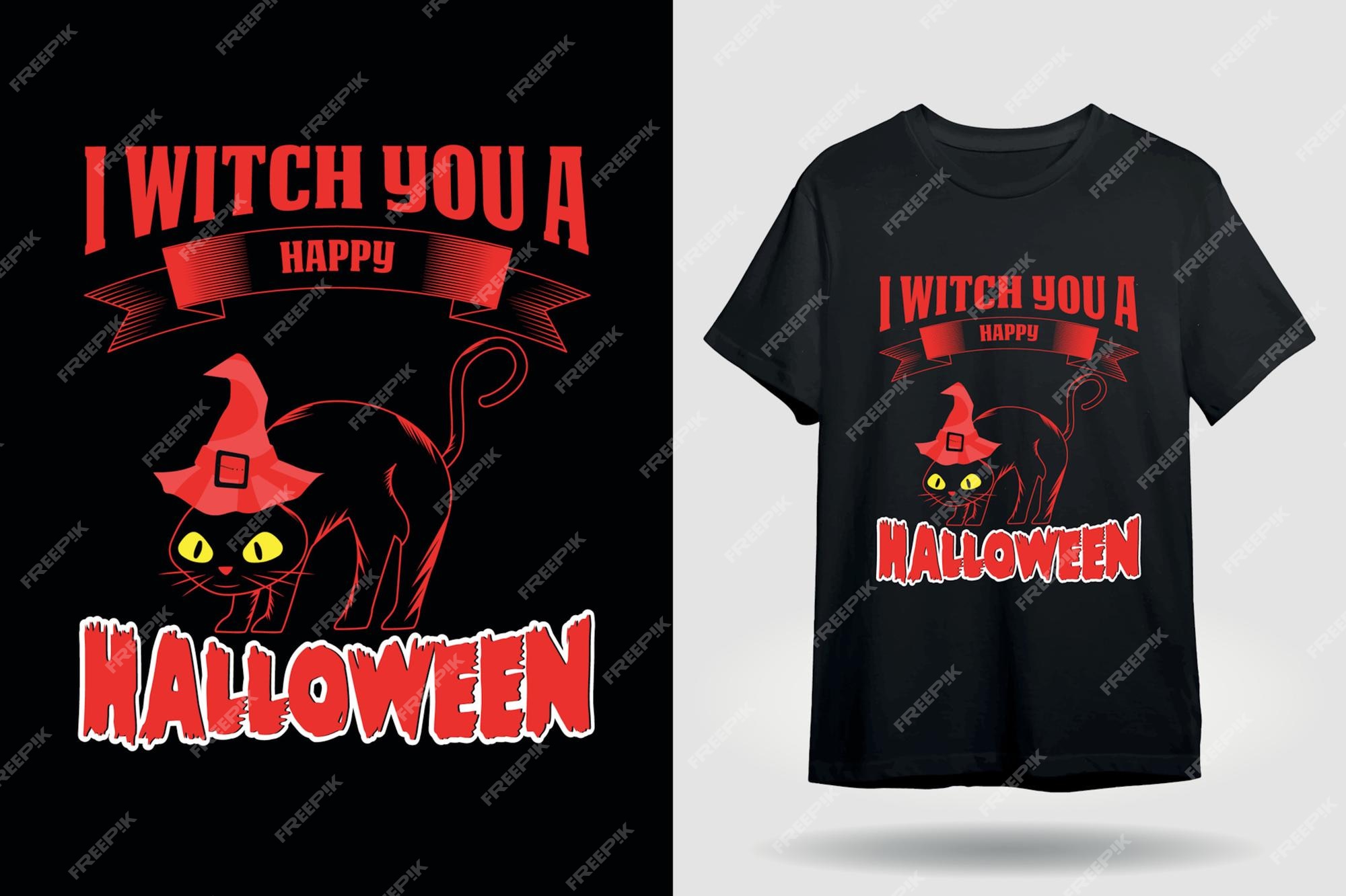 Design de camiseta de halloween de gato assustador