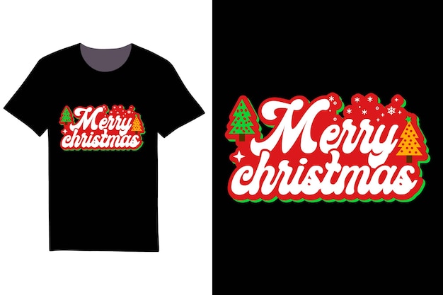 Design de camiseta de natal retrô, feliz natal