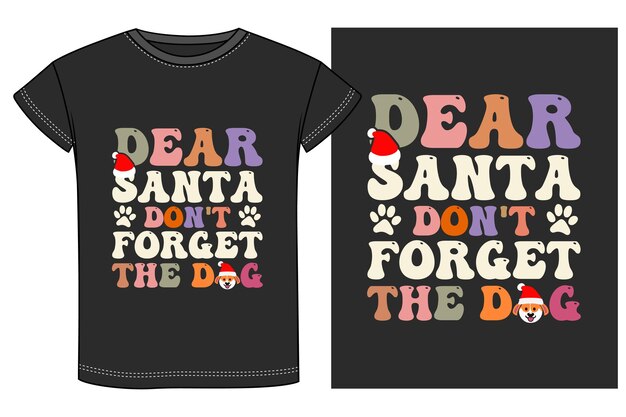 Design de camiseta de Natal vetorial arte festiva em vestuário de férias