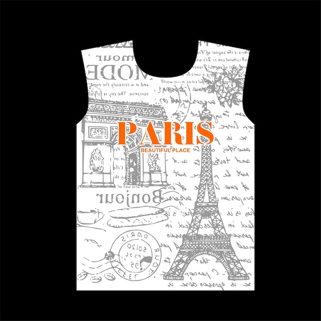 Design de camiseta de padrão abstrato de lugar bonito de paris