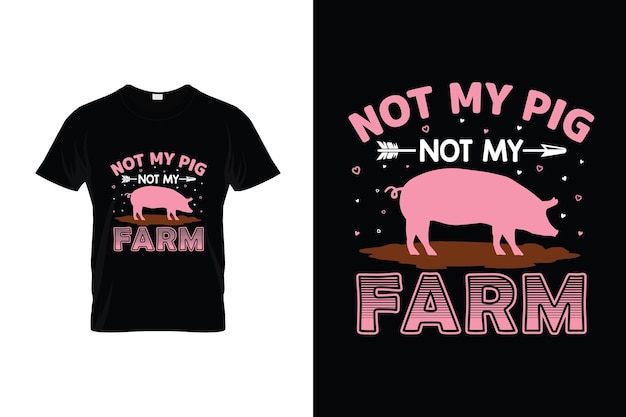 Design de camiseta de porco ou design de pôster de porco ou ilustração de porco
