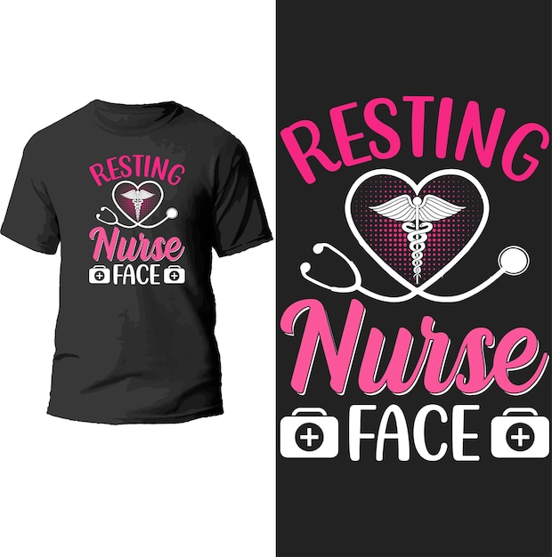 Vetor design de camiseta de rosto de enfermeira em repouso