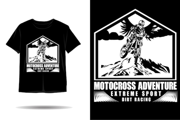 Design de camiseta de silhueta de aventura de motocross